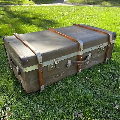 Antique 1920s European Estonian Steamer Trunk Travel Case Key Bentwood RARE • $388