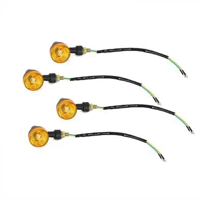 6 Volt Motorcycle Turn Signals Black With Amber Lens 4 Piece 6V • $23.99