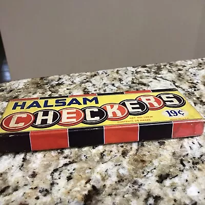 Vintage Wooden Halsam Checkers Set No. 145W  24 Pieces Original Box USA No Board • $10.99