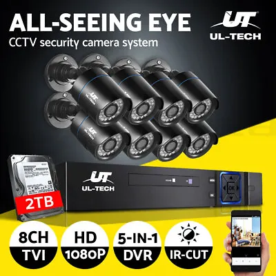 UL-tech CCTV Camera Security System 8CH DVR 8 Bullet Cameras 2TB Hard Drive • $311.95