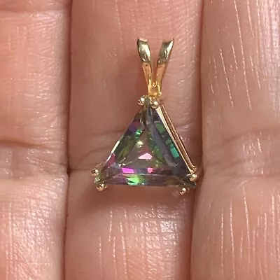 John C. Rinker JCR Womens 14k Gold Enhanced Mystic Topaz Triangle Pendant • $174.99