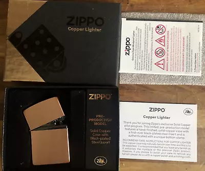 ZIPPO LIGHTER SOLID COPPER LIMITED EDITION New In Gift Box • £75