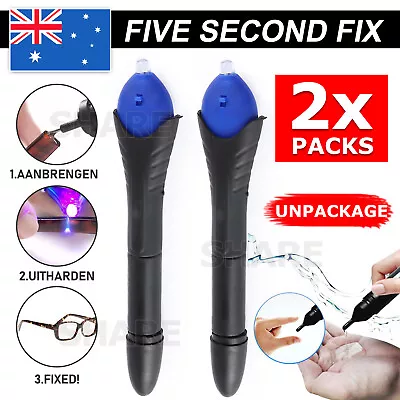 2x Quick 5 Second Fix UV Light Liquid Glass Welding Compound Glue Repair Pen AU • $8.85