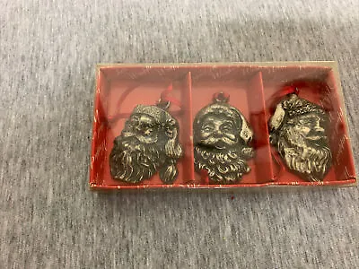 Vintage Wrapped In Wishes Pewter Set Of 3 Santa Claus Christmas Ornaments Taiwan • $24.99