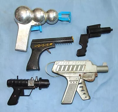Lot Of 4 Vintage Toy Ray Guns-Lost In Space Saucer Launcher-Paper Popper +-NR • $6.50