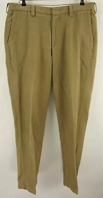 Orvis Men's 36 X 32 Tan Brown Moleskin Thick Cotton Flat Front Trouser Pants • $44.99