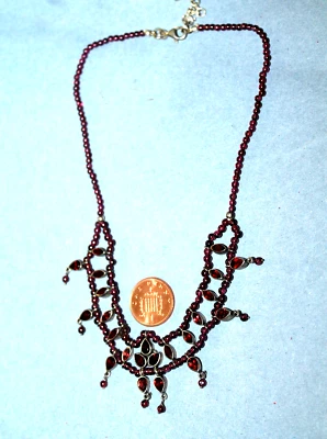 £19.99 • Buy Garnet Colour Necklace Or Choker Stamped 925 On The Clasp