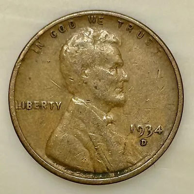 1934-D Lincoln Penny. Please Read Description. Your Actual Coin In Photo. • $1.79