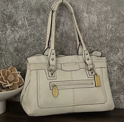 COACH Penelope Cream Off White Handbag Satchel Tote Shoulder Bag Silver Hardware • $52