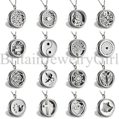 30mm Locket Pendant Aromatherapy Perfume Essential Oil Diffuser Chain Necklace • $17.59