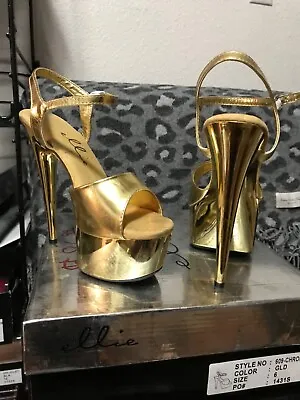 Ellie Chrome Platform Stiletto Sandals  Women Shoes Heels 609/CHROME GOLD Size 6 • $40