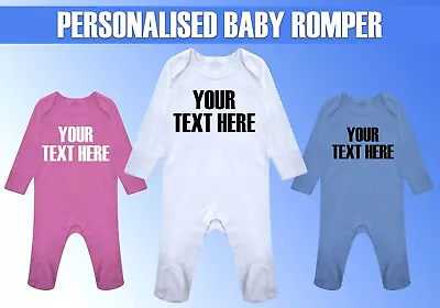 Personalised Sleepsuit Romper Baby Suit Long Sleeve For Boy Girl Baby Toddler • £8.99