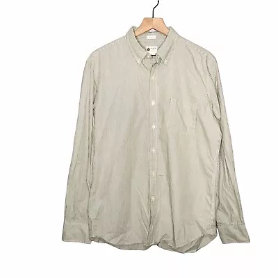J Crew Factory Tailored Fit 100% Cotton Striped Button Shirt Large L Green White • $7.96