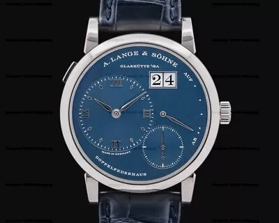 A. Lange And Sohne 191.028 Lange 1 Blue Dial 18k White Gold DISCONTINUED RARE • $49900