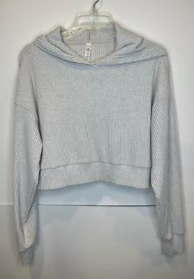 Alo Yoga Muse Hoodie Womens XS Gray Heather Ribbed Pullover (see Desc) • $49.99