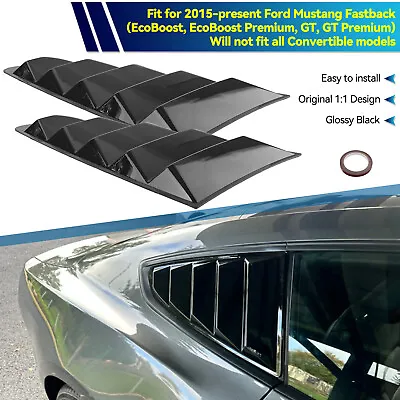 Gloss Black Side Vent Window 1/4 Quarter Scoop Louver For 2015-23 Ford Mustang • $37.39