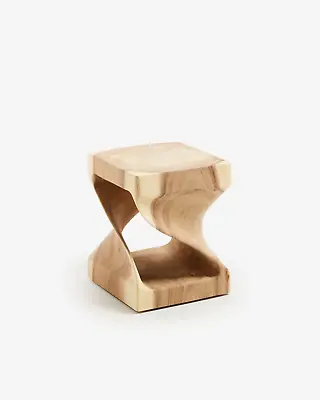 £88 • Buy Kave Home Hakon Solid Rain Tree Wood Side Table - 30 X 30 Cm - Cracked