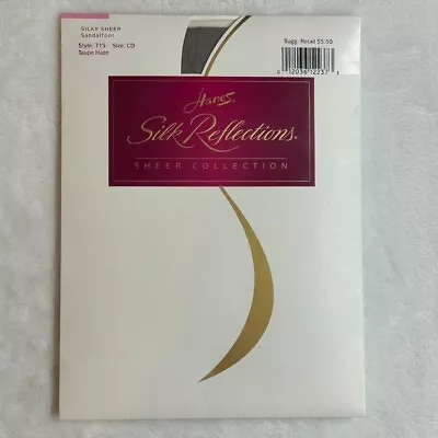 Vintage Hanes Pantyhose Silk Reflections Silky Sheer Size CD Taupe Haze 715 • $7