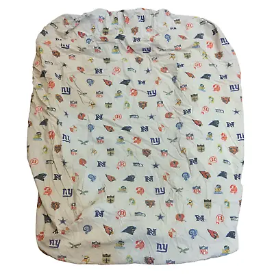 Pottery Barn PB Teen NFL Fitted Sheet Multi Size Full 56x44 Team Logos Pattern • $25