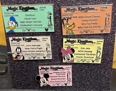 Disney Hidden Mickey Collection Magic Kingdom Tickets Complete Set Of Five Pins • $49.99