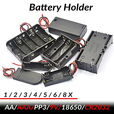 AA / AAA / 9V / PP3 Battery Holder/Connector Enclosed Or Open With Switch / Wire • £1.86