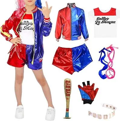 Suicide Squad Kids Harley Quinn Costume Girls Book Day Fancy Dress Outfit • £13.16