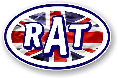 Oval Retro RAT Ratlook Ratrod Union Jack Flag STP Style Vinyl Car Sticker Decal • $14.39