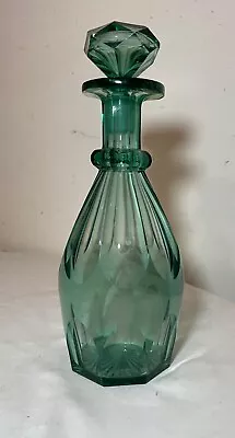 High Quality Antique Green Cut Crystal Moser Czech Bohemian Glass Decanter • $229.99