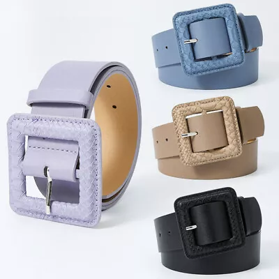 £5.57 • Buy Women Ladies Thick Wide Waist PU Leather Belt Adjustable Buckle