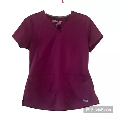 Grey's Anatomy Women's Barco Scrub Top 2 Pocket Burgundy Size Small • $12.97