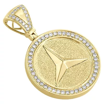 1.Ct Round Cut Real Moissanite Mercedes Medallion Pendant 14K Yellow Gold Plated • $145.19