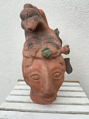 Vintage King Pakal Mayan Head Terracotta Sculpture • $101.23