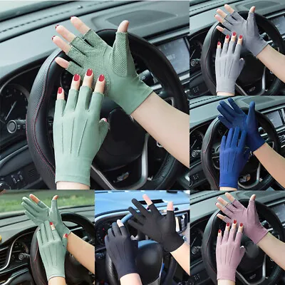 Anti-uv Fingerless Gloves Driving Glove Polyester Half Fingers Thin Mitten US * • $5.68