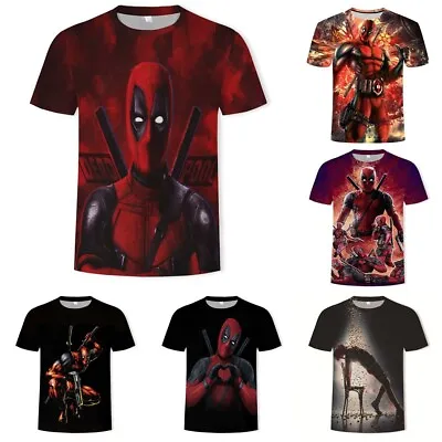 Kids Adults 3D Marvel Deadpool Casual Short Sleeve T-Shirt Tee Top Xmas Gifts UK • £6.96