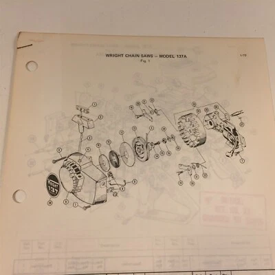 $24.99 • Buy 1972 Wright Model 137A Chain Saw Parts List D155605