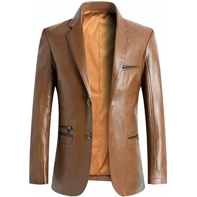 New Men's Tan Leather Coat 100% Genuine Pure Soft Lambskin Leather Coat Blazer • $139.99