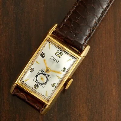 Gruen Curvex Watch Vintage 1940s | 14K Yellow Gold Case • $1450