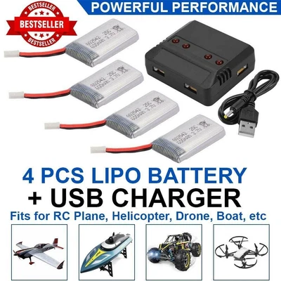£8.95 • Buy 4PCS Lipo Battery And Charger For Syma F5C X5C RC Drone Helicopter Quadcopter