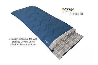 £94.99 • Buy Vango Aurora XL Sleeping Bag - Brushed Cotton Lining/Polycotton Shell