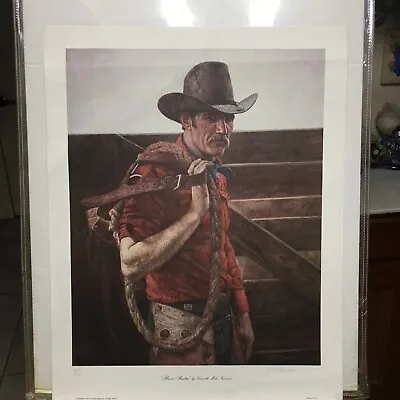 BRONC BUSTER Vintage 1978 Cowboy Art Print Signed Kenneth Freeman 22x27” Rodeo • $75