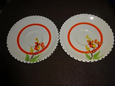 £3.99 • Buy Vintage MEAKIN WARE SUNSHINE POTTERY HAND PAINTED SAUCERS 