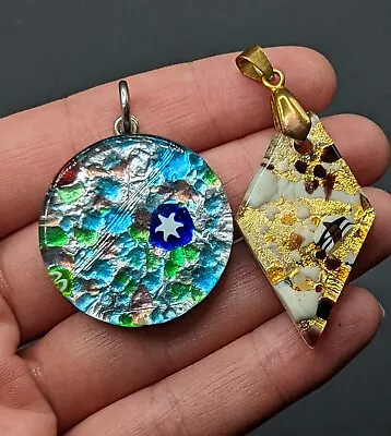 Lot Of 2 Venetian Murano Art Glass Pendants Vetro Artistico & Vetro Di Murano ** • $20