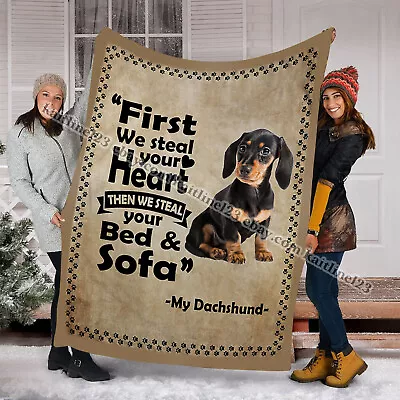 Dachshund Steal Dog Blanket Gift For Dog Lover Love Pets Fleece Blanket Sherp... • $37.95