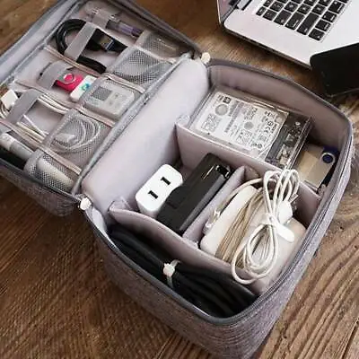 Data Cable Storage Bag Waterproof Digital USB Gadget Cosmetic Organizer Holder • £10.42