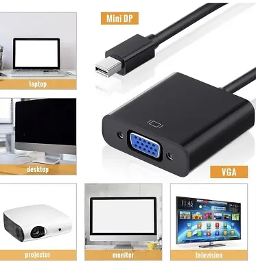 Mini Display Port To VGA Adapter Cable For HDTV Projector Mini DP To VGA • $6.95