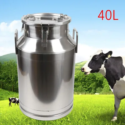 40L/10.56 Gallon Stainless Steel Milk Can - Heavy Duty Farm Milk Jug Milk Bucket • $98.80