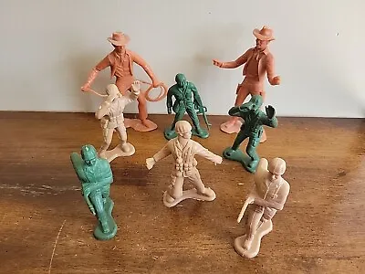 Vintage Greenbriar 4  Plastic Toy Army Soldier Men Military + 2- 6  Marx Cowboys • $17.50