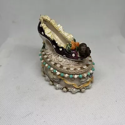 Hand Painted Jewelry/ Trinket Box With Lid Victorian Style Shoe Design • $15.50