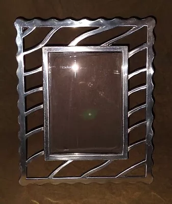 Vintage Art Deco 5 X 7  Metal Picture/Photo/Art Frame W/Velvet Stand Ca. 1990's • $15