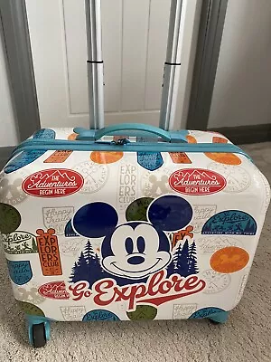 Disney Store Mickey Mouse Go Explore Rolling Luggage Suitcase Cabin Suit Case • £40